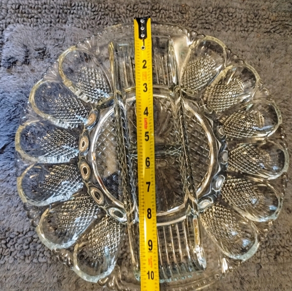 LE Smith "Heritage" Deviled Egg & Relish Plate, 11" Clear Glass - Picture 2 of 4